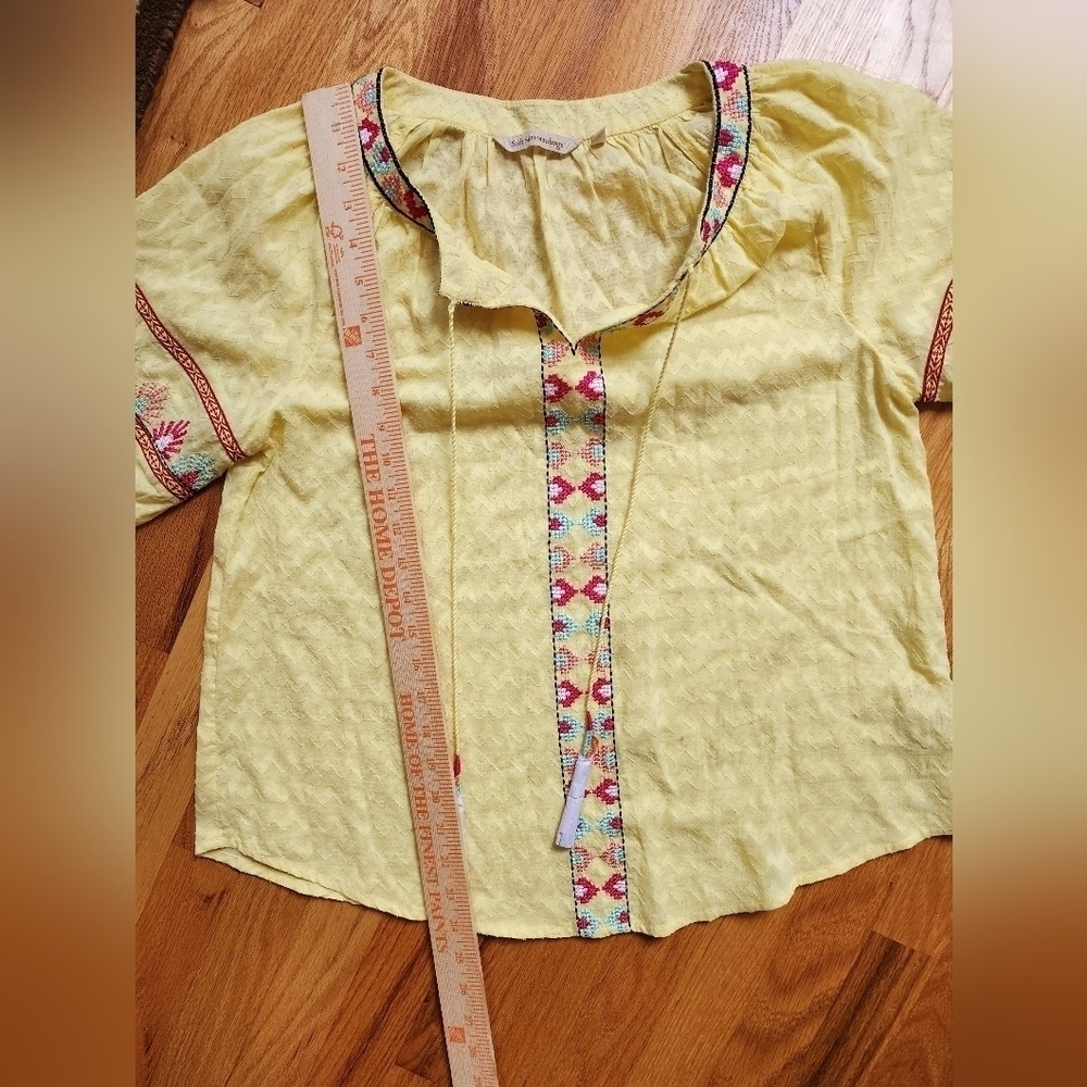 Soft surrondings boho tunic top flowy embroidered cotton lemon drop sizepsmall - Picture 2 of 10
